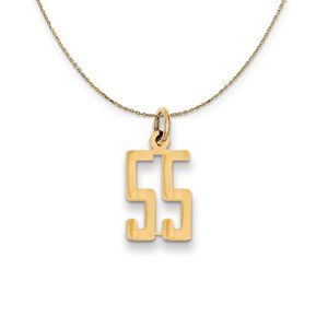 14k Yellow Gold, Alumni Small Elongated Number 55 Necklace - 16 Inch